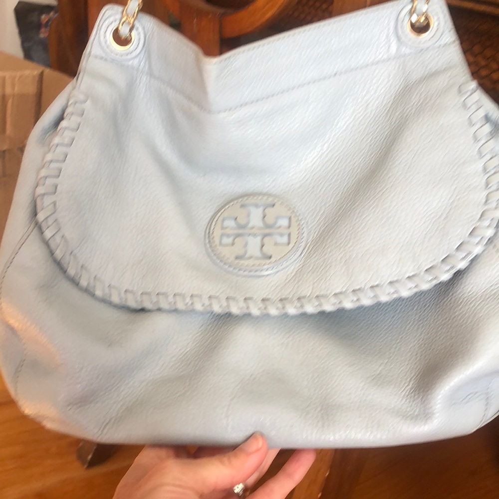 Tory Burch light blue leather shoulder bag